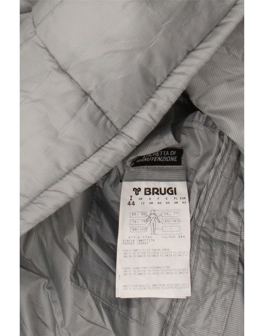 Brugi Womens Padded Jacket UK 12 Medium Grey Polyester