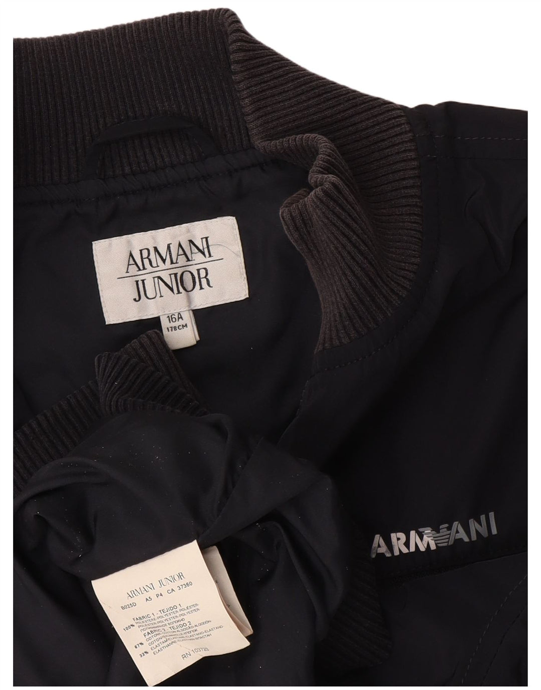 ARMANI JUNIOR Boys Bomber Jacket 15-16 Years Navy Blue Polyester