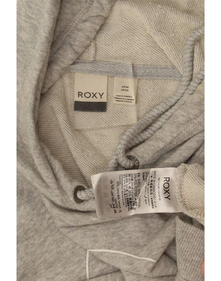 Roxy Womens Graphic Hoodie Jumper UK 10 Small Grey Cotton