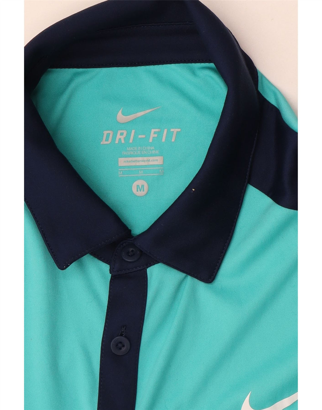 NIKE Mens Dri Fit Rugby Polo Shirt Medium Turquoise Colourblock
