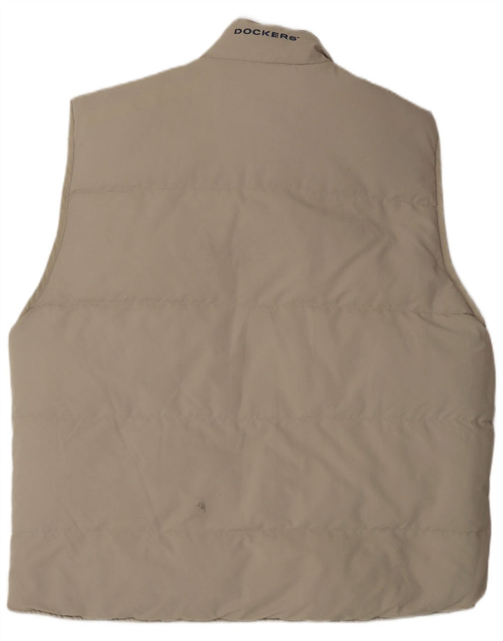 Dockers Mens Reversible Padded Gilet UK 44 2XL Beige Polyester