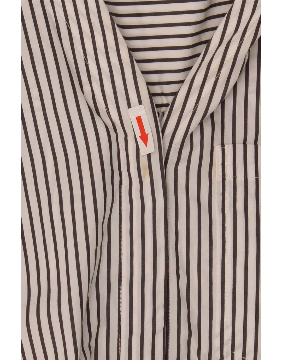 Marks & Spencer Womens Pullover Shirt UK 16 Large White Striped Cotton