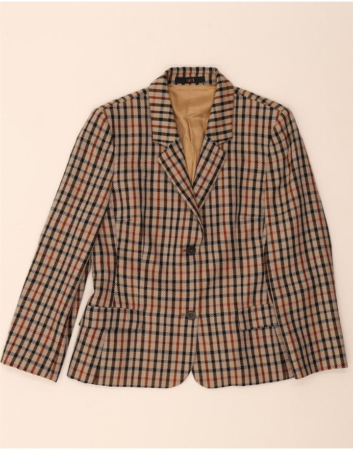 DAKS Womens 2 Button Blazer Jacket UK 14 Medium Multicoloured Check