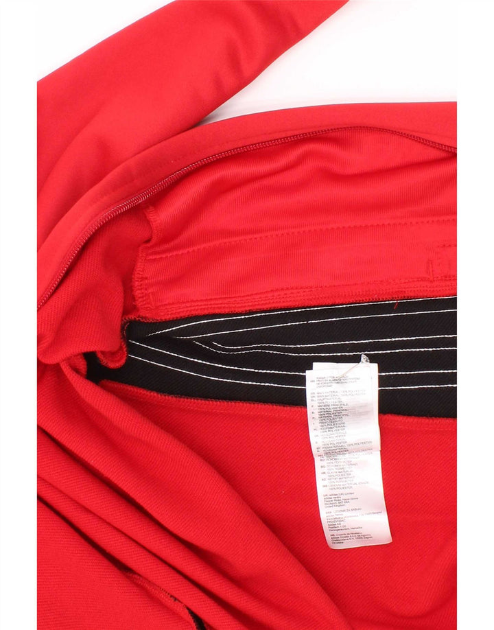 Adidas Boys Tracksuit Top Jacket 7-8 Years Red Colourblock Polyester