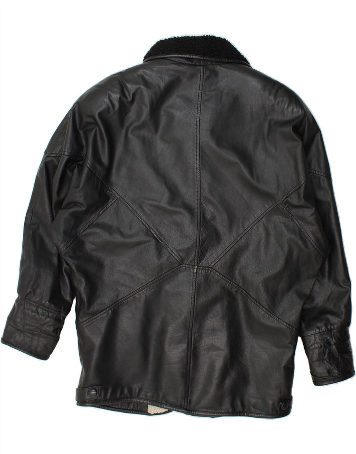 YESSICA Womens Sherpa Leather Jacket UK 18 XL Black Leather Vintage Yessica and Second-Hand Yessica from Messina Hembry 