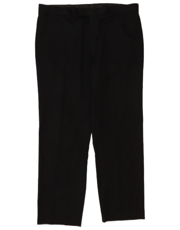 Marks & Spencer Mens Tapered Suit Trousers W38 L31 Black Polyester Classic