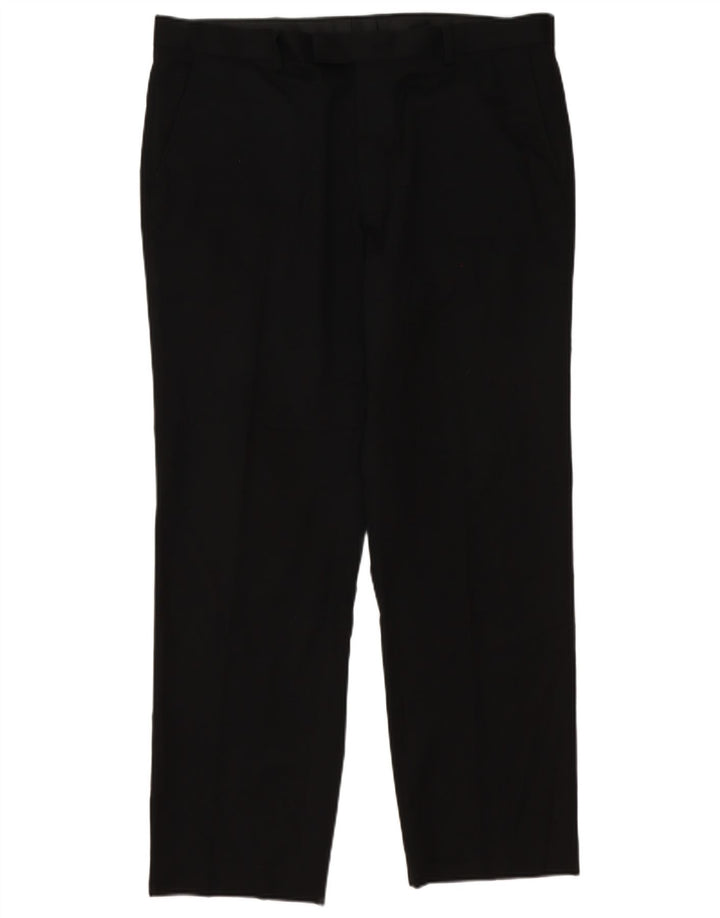 Marks & Spencer Mens Tapered Suit Trousers W38 L31 Black Polyester Classic