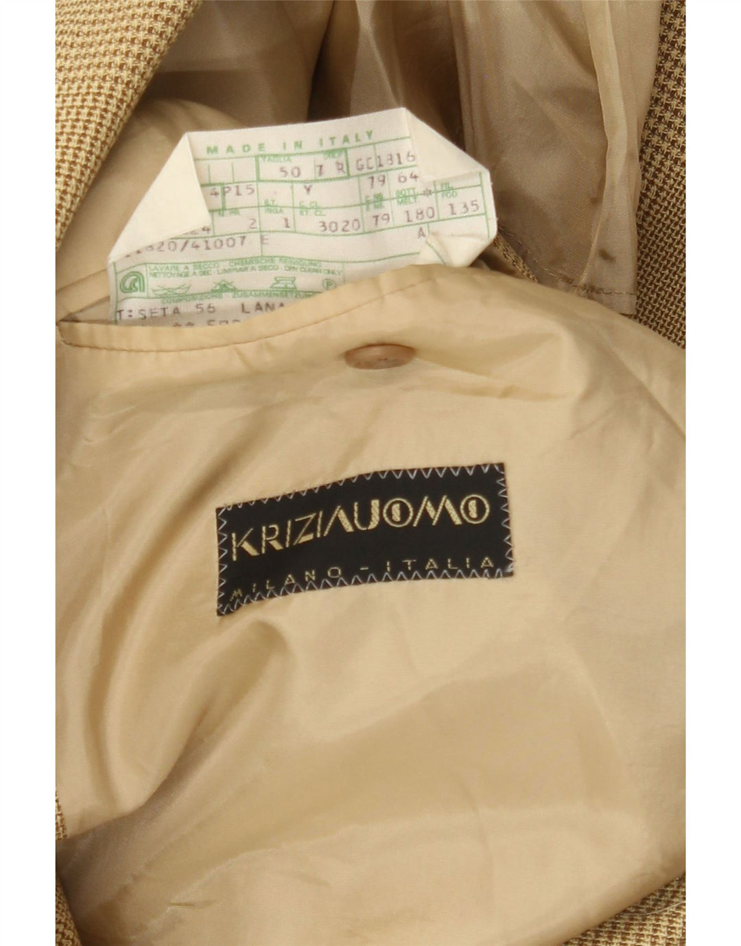 KRIZIA Mens 2 Button Blazer Jacket IT 50 Large Yellow Houndstooth Wool