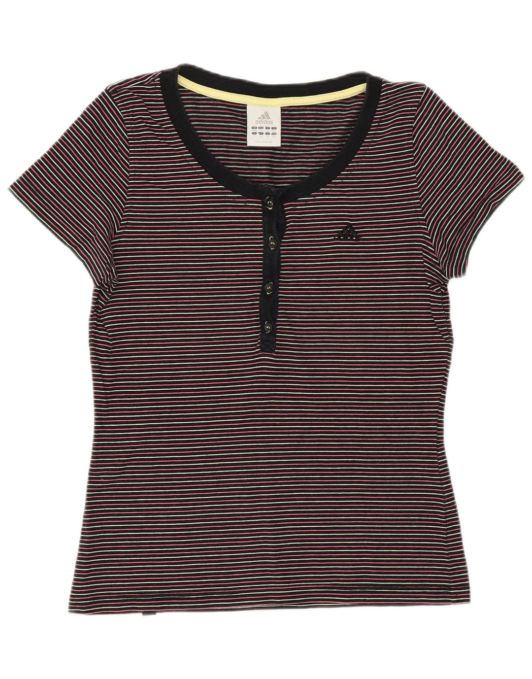 ADIDAS Womens T-Shirt Top UK 8/10 Small Multicoloured Striped Cotton