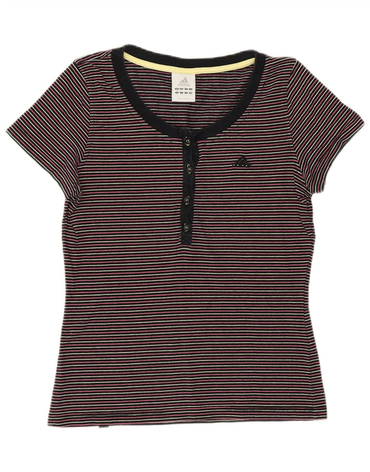 ADIDAS Womens T-Shirt Top UK 8/10 Small Multicoloured Striped Cotton