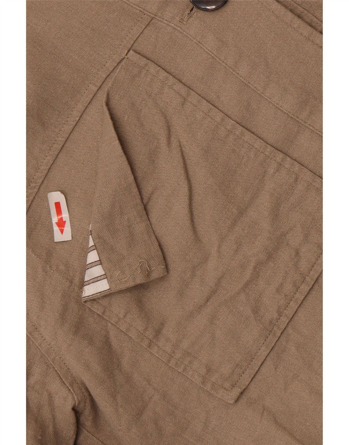 Zara Womens Crop Oversized Bomber Jacket UK 10 Small Beige Linen