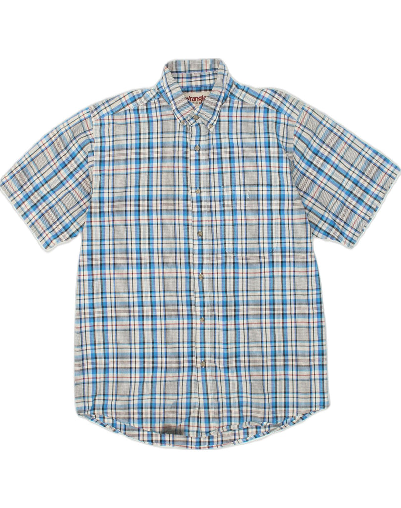WRANGLER Mens Short Sleeve Shirt XL Blue Check Cotton | Vintage Wrangler | Thrift | Second-Hand Wrangler | Used Clothing | Messina Hembry 