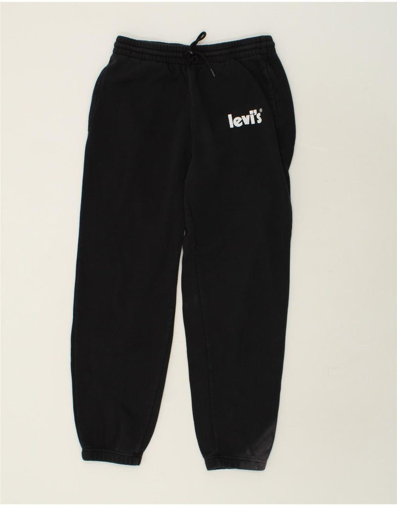LEVI'S Mens Graphic Tracksuit Trousers Joggers Small Black Cotton | Vintage Levi's | Thrift | Second-Hand Levi's | Used Clothing | Messina Hembry 