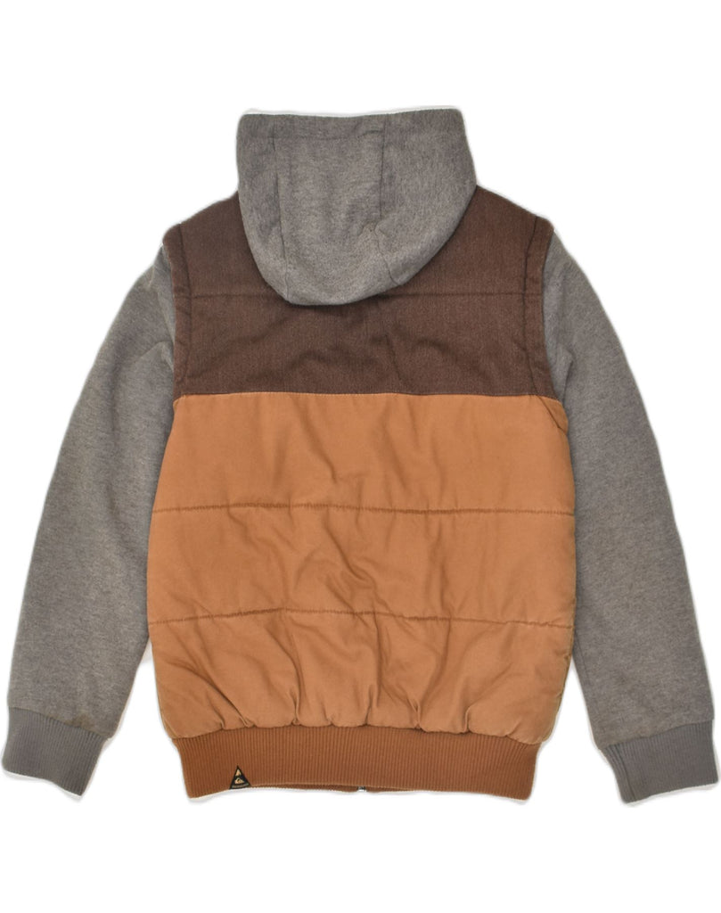 QUIKSILVER Boys Hooded Padded Jacket 9-10 Years Brown Colourblock Cotton | Vintage Quiksilver | Thrift | Second-Hand Quiksilver | Used Clothing | Messina Hembry 