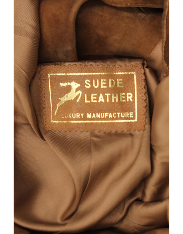 Vintage Mens Suede Jacket UK 36 Small Brown Leather