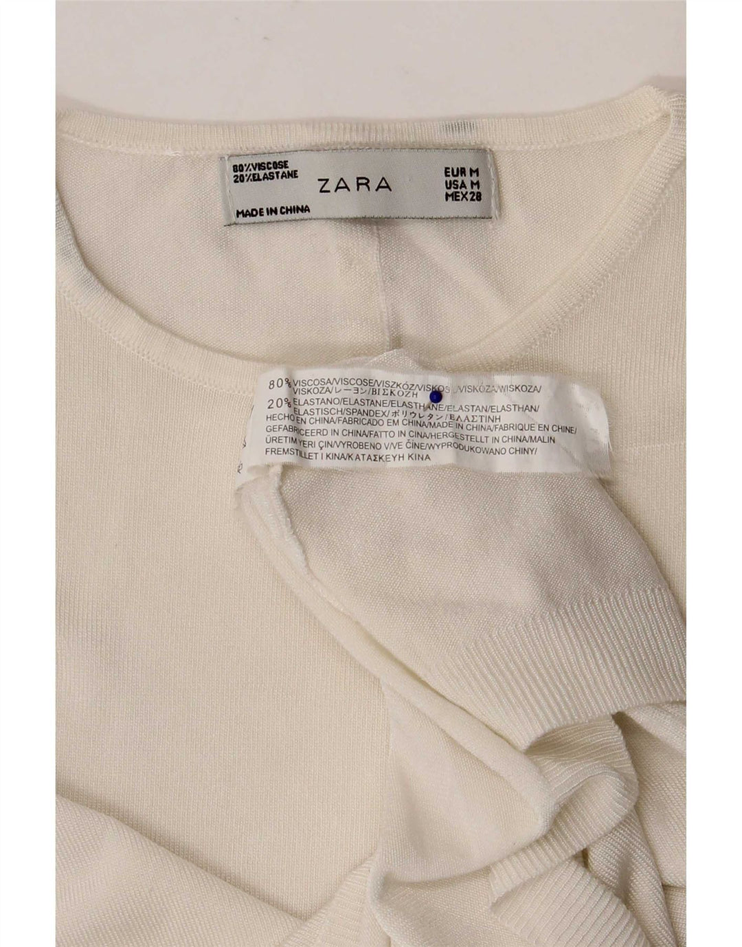 Zara Womens Crop Vest Top UK 12 Medium White Viscose