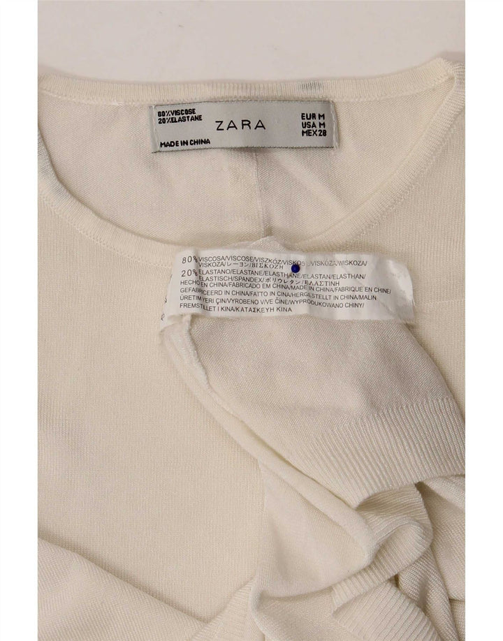 Zara Womens Crop Vest Top UK 12 Medium White Viscose