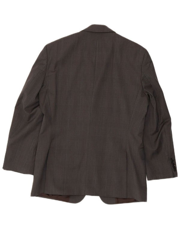 Hugo Boss Mens 2 Button Blazer Jacket EU 48 Medium Grey Houndstooth