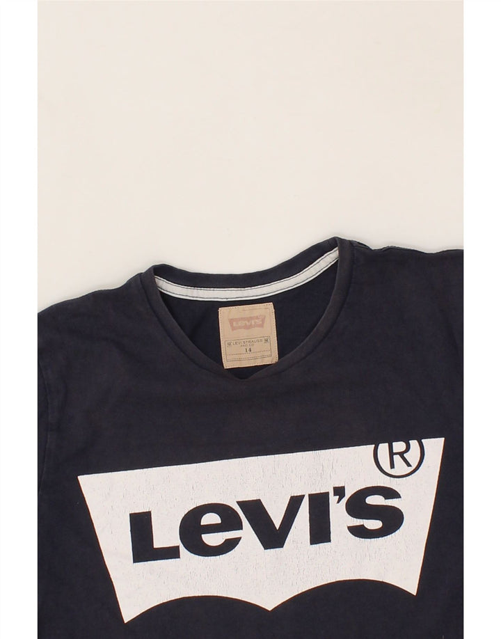 LEVI'S Boys Graphic T-Shirt Top 13-14 Years Navy Blue Vintage Levi's and Second-Hand Levi's from Messina Hembry 