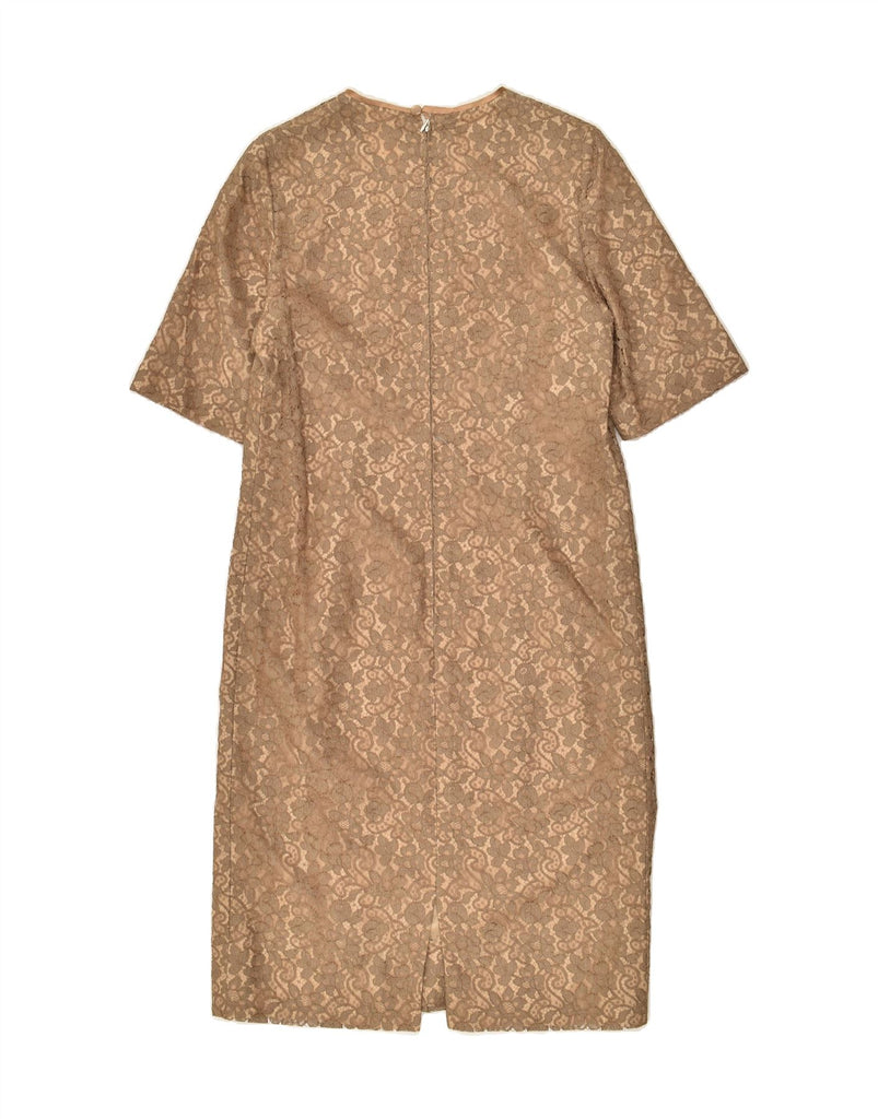 VINTAGE Womens Lace Shift Dress UK 12 Medium Brown Floral | Vintage Vintage | Thrift | Second-Hand Vintage | Used Clothing | Messina Hembry 