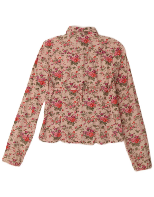 Benetton Girls Shirt 11-12 Years XL Pink Floral Cotton