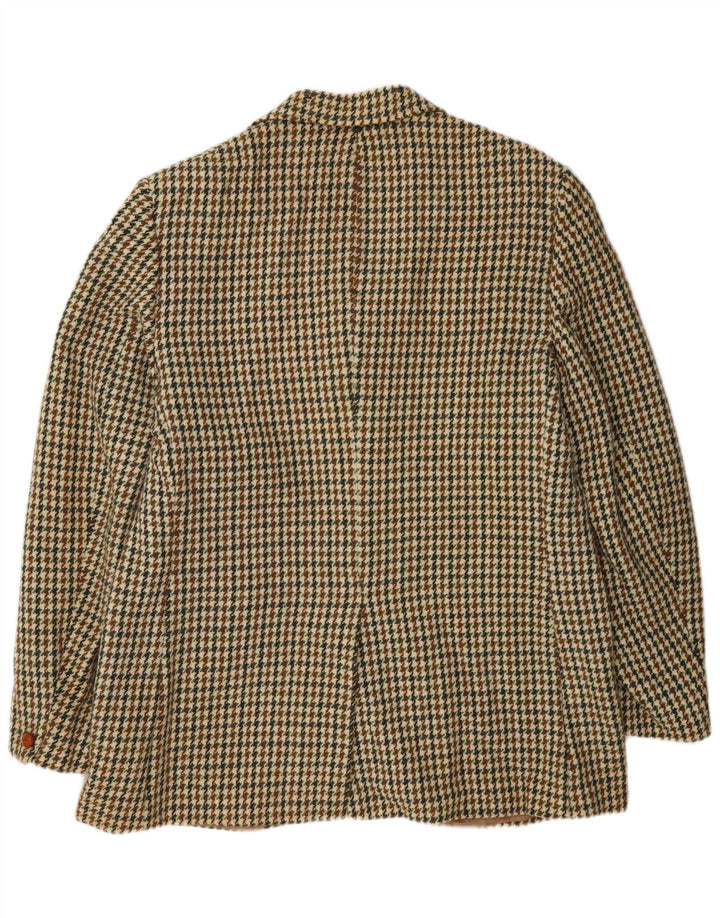Harris Tweed Mens Long Blazer Jacket UK 38 Medium Green Houndstooth