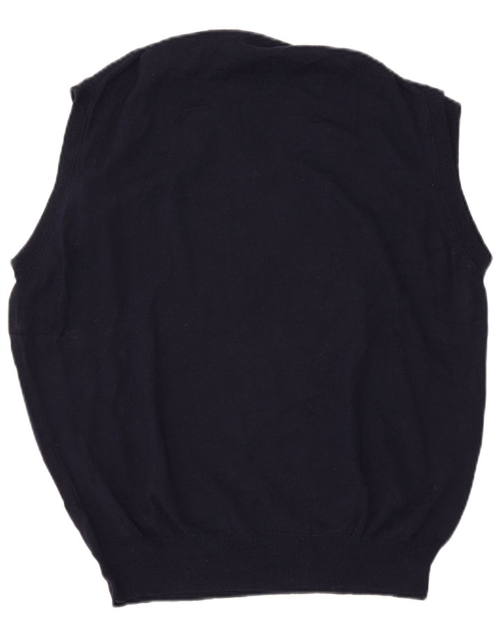 Trussardi Mens Vest Tank Top Large Navy Blue Merino Wool
