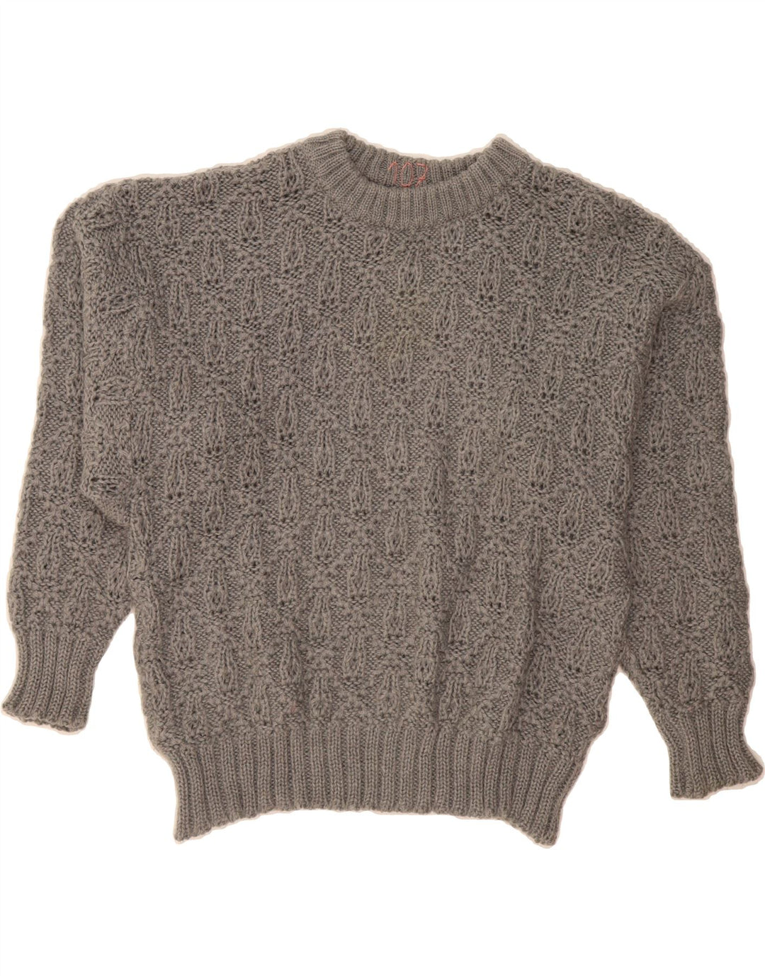 VINTAGE Womens Oversized Crew Neck Jumper Sweater UK 18 XL Grey Vintage Vintage and Second-Hand Vintage from Messina Hembry 