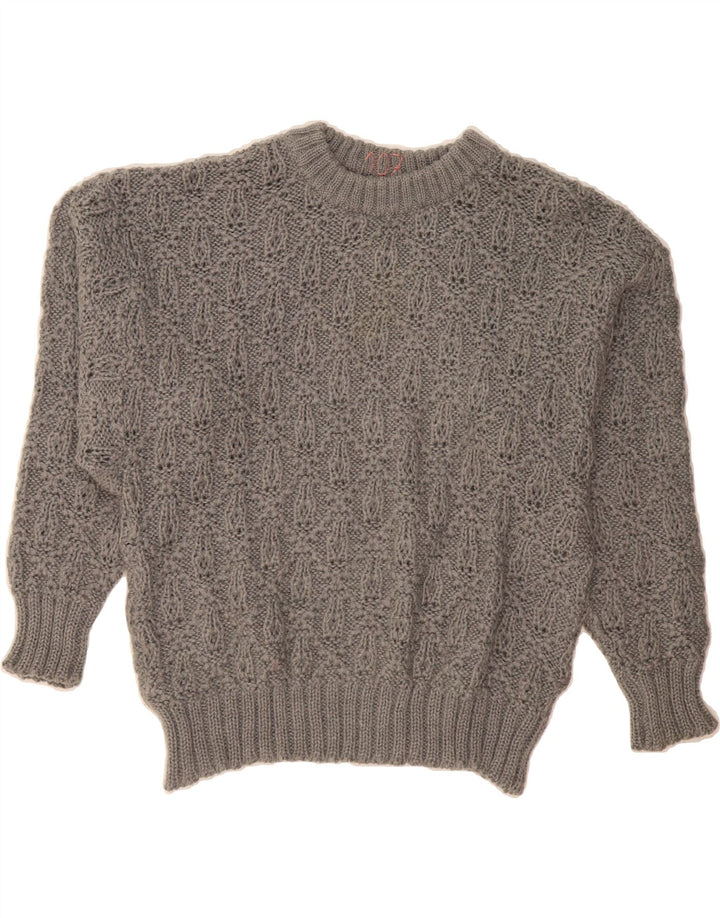 VINTAGE Womens Oversized Crew Neck Jumper Sweater UK 18 XL Grey Vintage Vintage and Second-Hand Vintage from Messina Hembry 