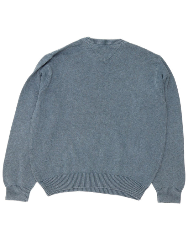 Tommy Hilfiger Mens Crew Neck Jumper Sweater Large Blue Cotton