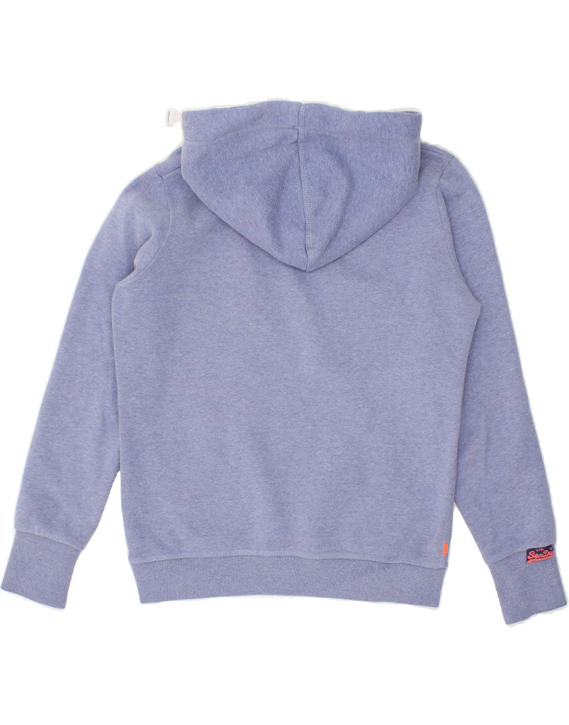 SUPERDRY Womens Graphic Hoodie Jumper UK 14 Medium Blue Cotton Vintage Superdry and Second-Hand Superdry from Messina Hembry 