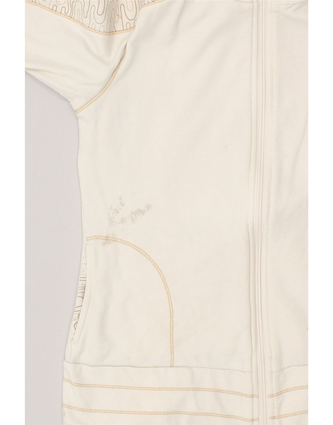 PUMA Womens Abstract Pattern Zip Hoodie Sweater UK 12 Medium White Cotton | Vintage Puma | Thrift | Second-Hand Puma | Used Clothing | Messina Hembry 