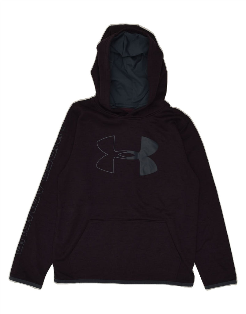 UNDER ARMOUR Boys Graphic Hoodie Jumper 8-9 Years Medium Purple Polyester | Vintage Under Armour | Thrift | Second-Hand Under Armour | Used Clothing | Messina Hembry 