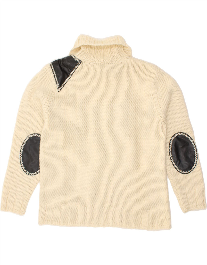 VINTAGE Womens Button Neck Jumper Sweater UK 16 Large Beige | Vintage Vintage | Thrift | Second-Hand Vintage | Used Clothing | Messina Hembry 