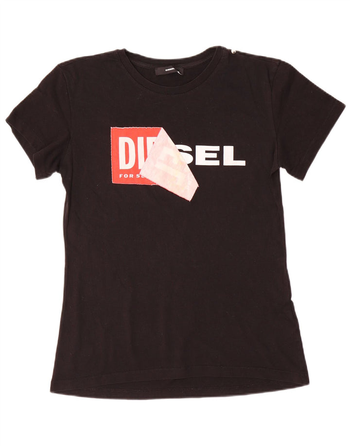 Diesel Mens Graphic T-Shirt Top Small Black Cotton