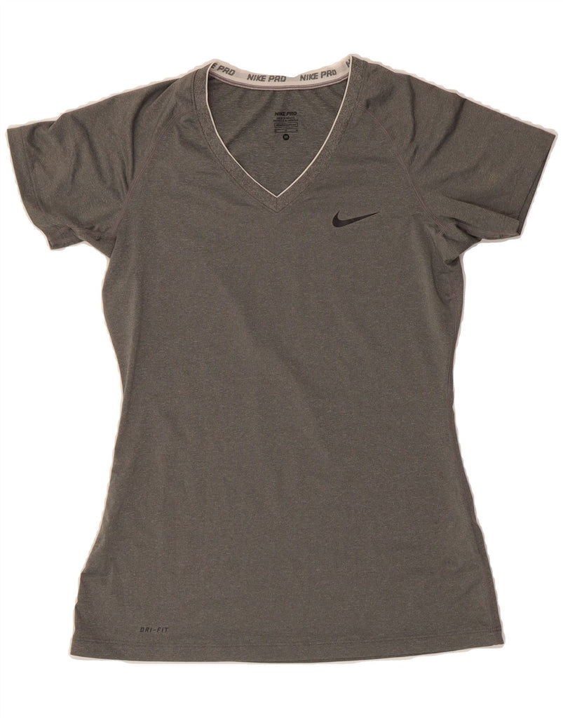 NIKE Womens T-Shirt Top UK 12 Medium Grey Polyester Sports Vintage Nike and Second-Hand Nike from Messina Hembry 