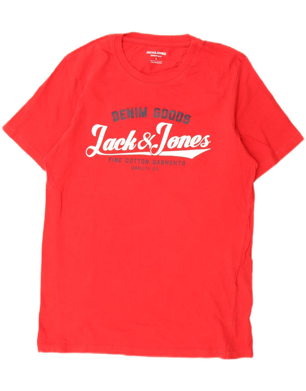 JACK & JONES Mens Graphic T-Shirt Top Small Red Cotton