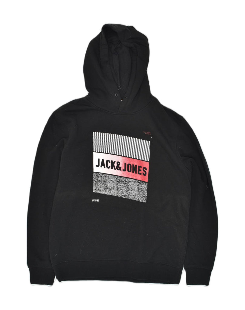 JACK & JONES Mens Graphic Hoodie Jumper XL Black Cotton | Vintage Jack & Jones | Thrift | Second-Hand Jack & Jones | Used Clothing | Messina Hembry 