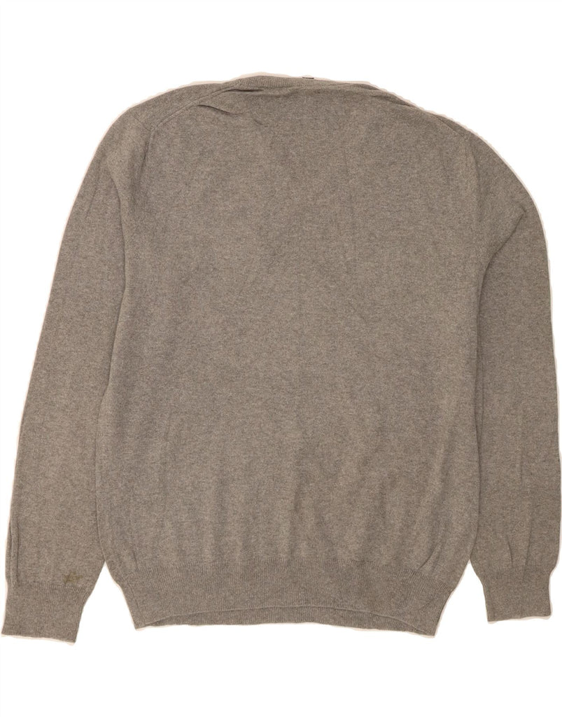 J. CREW Mens V-Neck Jumper Sweater Medium Grey Cotton Vintage J. Crew and Second-Hand J. Crew from Messina Hembry 