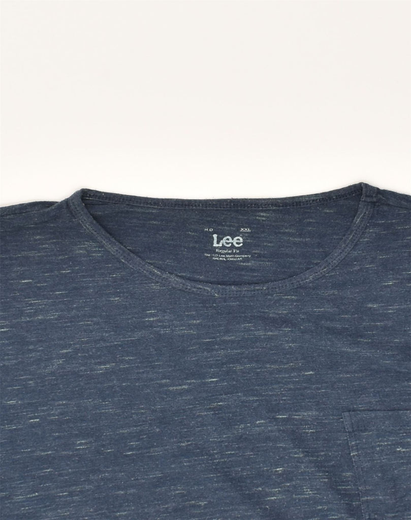 LEE Mens Regular Fit T-Shirt Top 2XL Navy Blue Flecked Cotton | Vintage Lee | Thrift | Second-Hand Lee | Used Clothing | Messina Hembry 