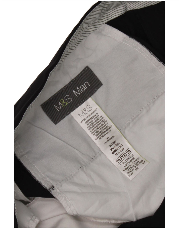 Marks & Spencer Mens Pegged Chino Trousers W36 L29 Navy Blue Classic