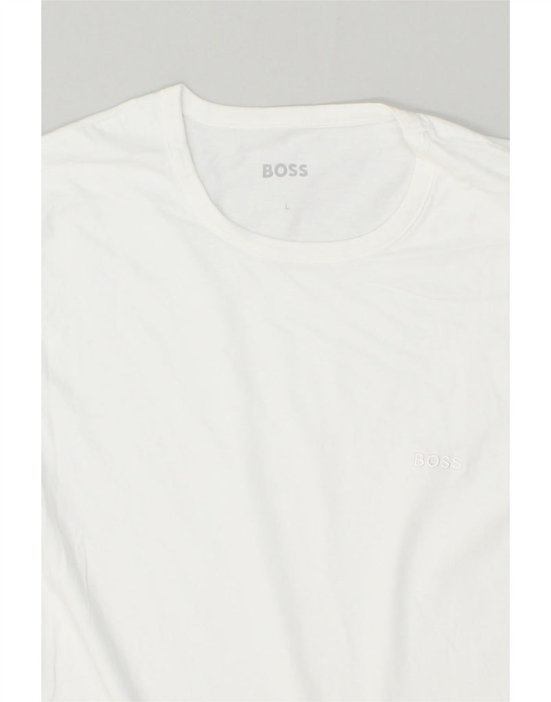 HUGO BOSS Mens T-Shirt Top Large White Cotton | Vintage Hugo Boss | Thrift | Second-Hand Hugo Boss | Used Clothing | Messina Hembry 