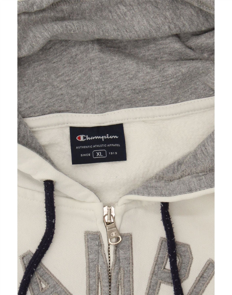 CHAMPION Womens Graphic Zip Hoodie Sweater UK 18 XL White Cotton Vintage Champion and Second-Hand Champion from Messina Hembry 