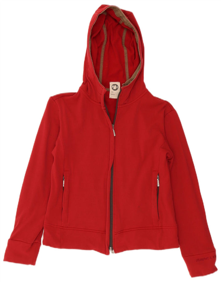 Murphy & Nye Womens Crop Zip Hoodie Sweater UK 14 Medium Red