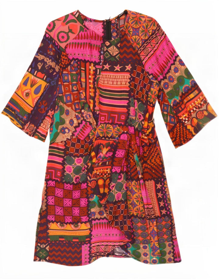 Desigual Womens 3/4 Sleeve Basic Dress EU 44 XL Multicoloured Patchwork