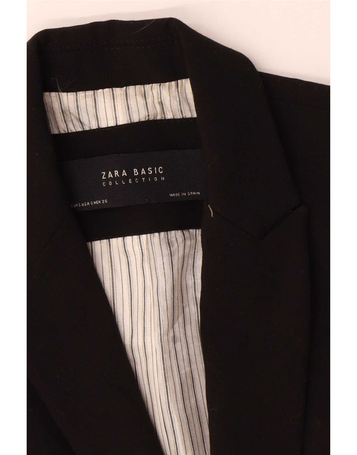 Zara Womens 1 Button Blazer Jacket UK 10 Small Black Polyester