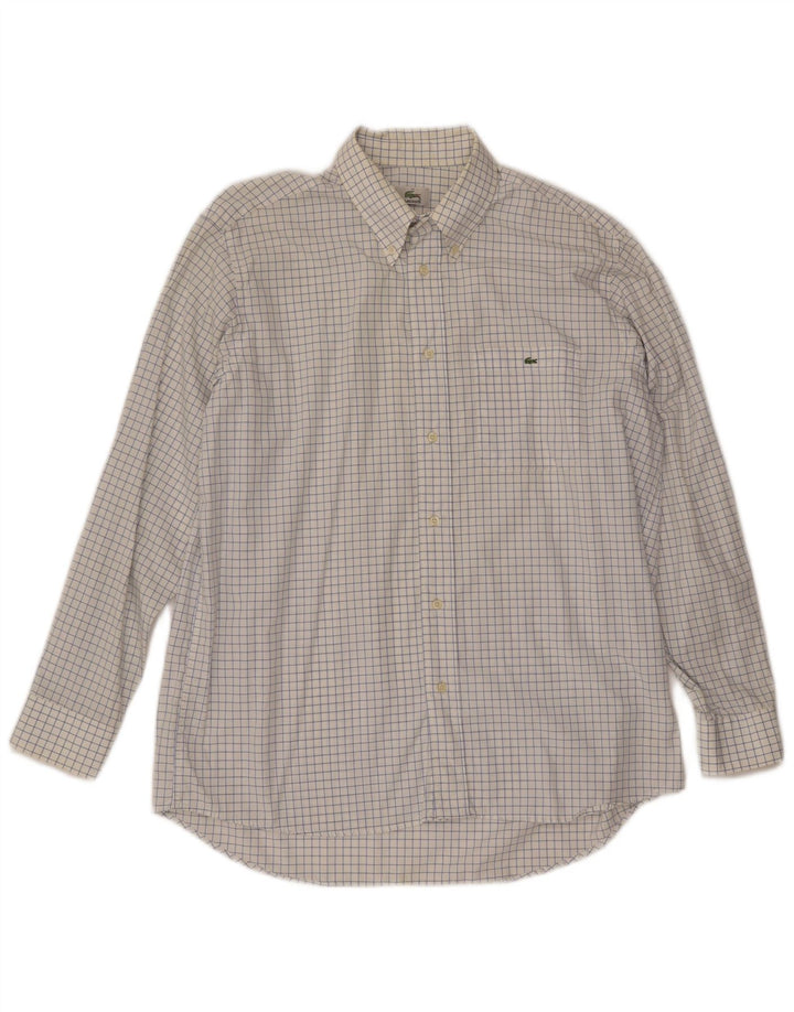 LACOSTE Mens Shirt Size 41 Large White Check Cotton