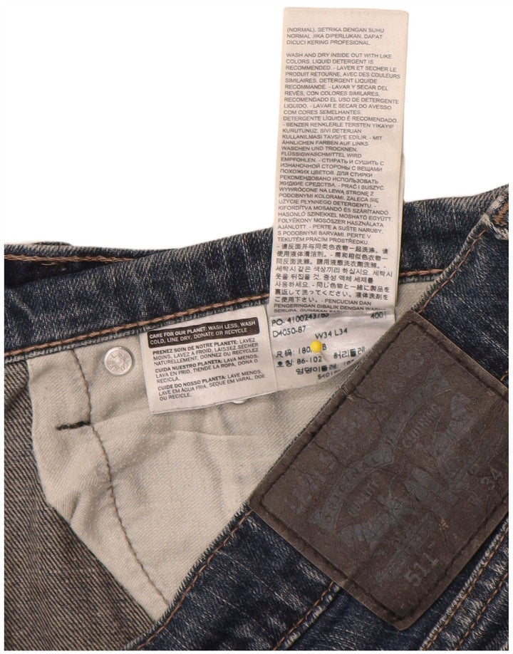 Levi's Mens 511 Denim Shorts W34 Large Navy Blue Cotton