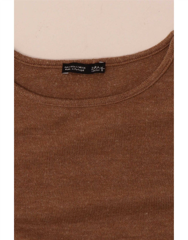Zara Womens Oversized Top 3/4 Sleeve UK 10 Small Beige