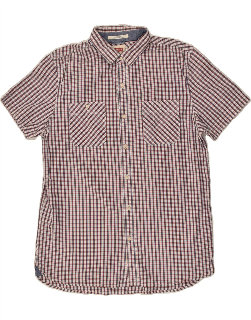 LEVI'S Mens Short Sleeve Shirt Large Red Check Cotton | Vintage Levi's | Thrift | Second-Hand Levi's | Used Clothing | Messina Hembry 